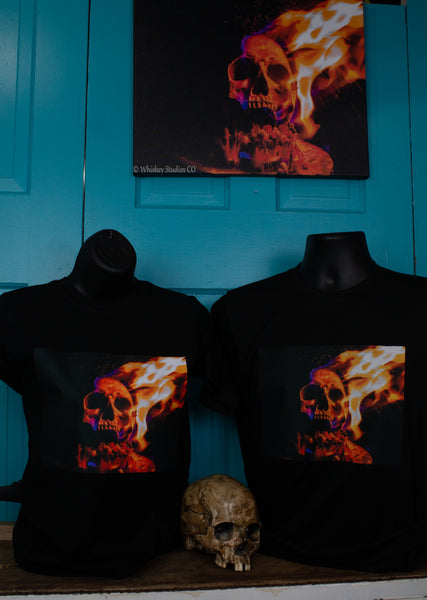 Flaming Skull Uni-sex  tee